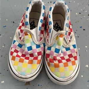 Vans Kids Colorful Checkered Slip-On Sneakers